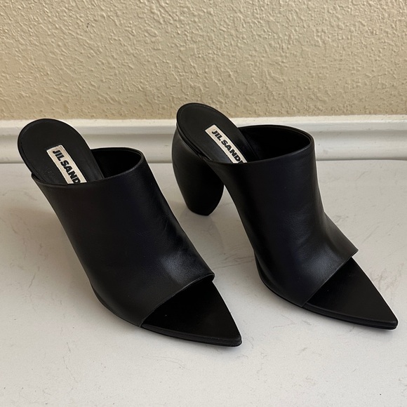 Jil Sander Shoes - Jil Sander Architectural Heel Napa Leather Mule
